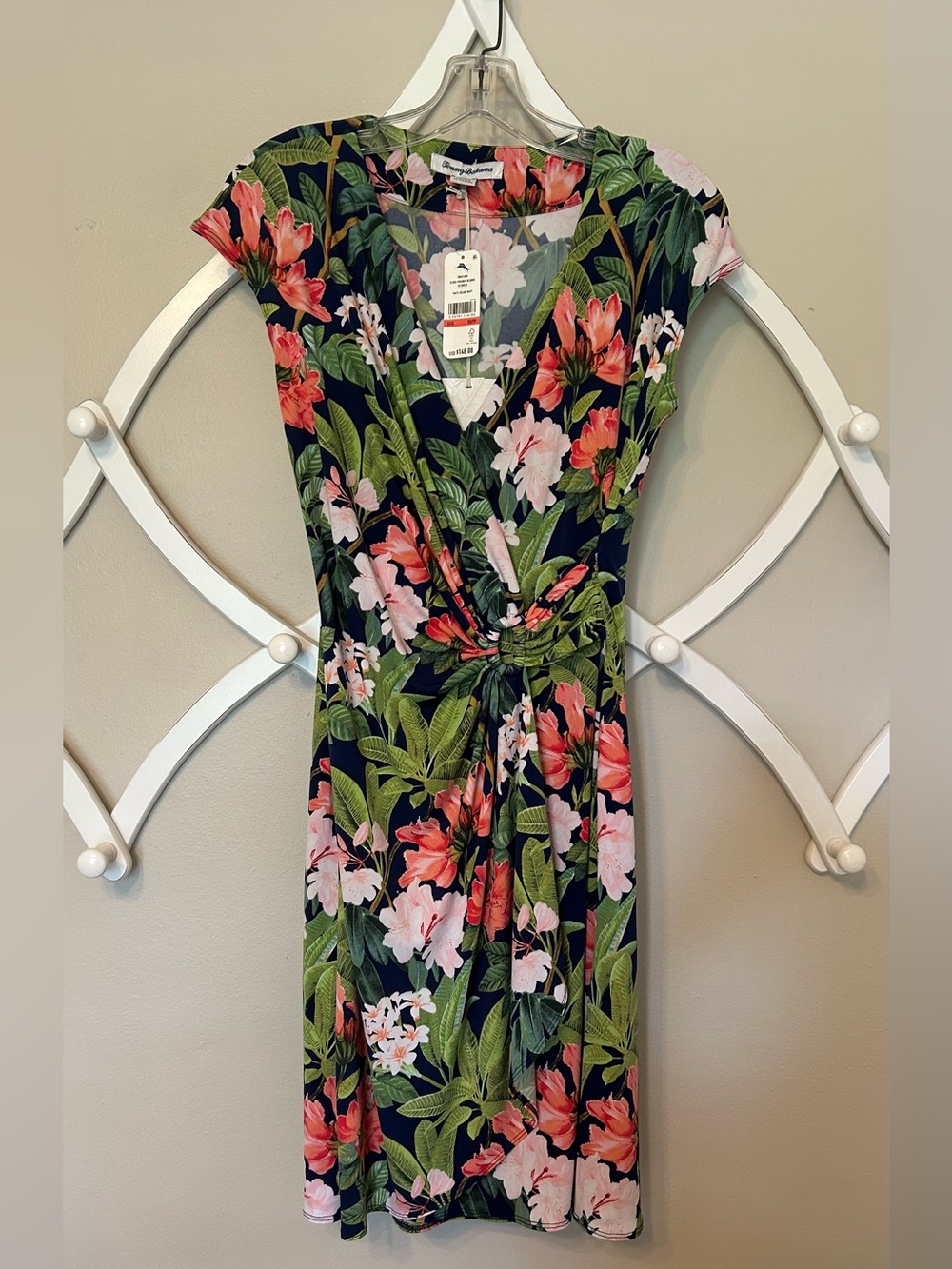 Tommy Bahama Navy Faraway Blooms Clara Wrap Dress
